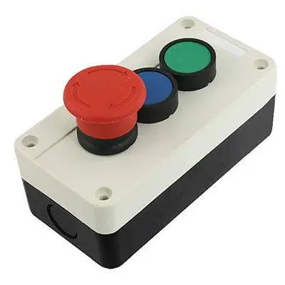 

AC400V 10A 2NO 1NC Blue Green Round Red Mushroom Head Push Button Switch Station