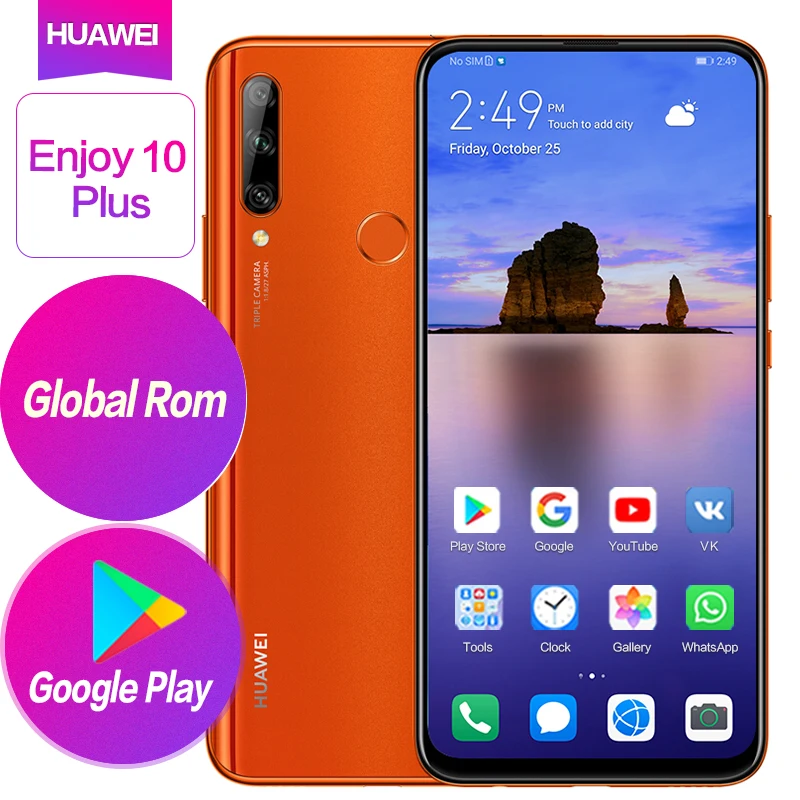 Huawei Enjoy 10 Plus 6 59 &quotKirin 710F глобальная поддержка ПЗУ Google playstore 4000 мАч 4 камеры 48MP 2340x1080