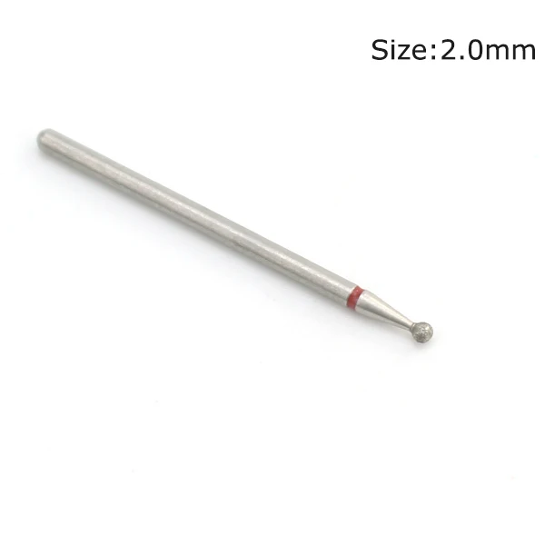 Red 2.0mm 1 шт. Алмазный шариковый роторный фреза для маникюра, ногтей, сверло для кутикулы, электрические пилочки для ногтей, инструменты для удаления геля - Цвет: Red 2.0mm