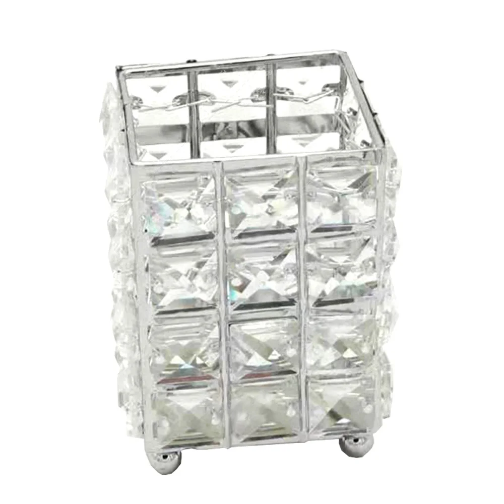 

Crystal Makeup Organizer Metal Storage Box Nail Brush Beauty Pencil Case Makeup Brush Holder Cosmetic Organizer European style