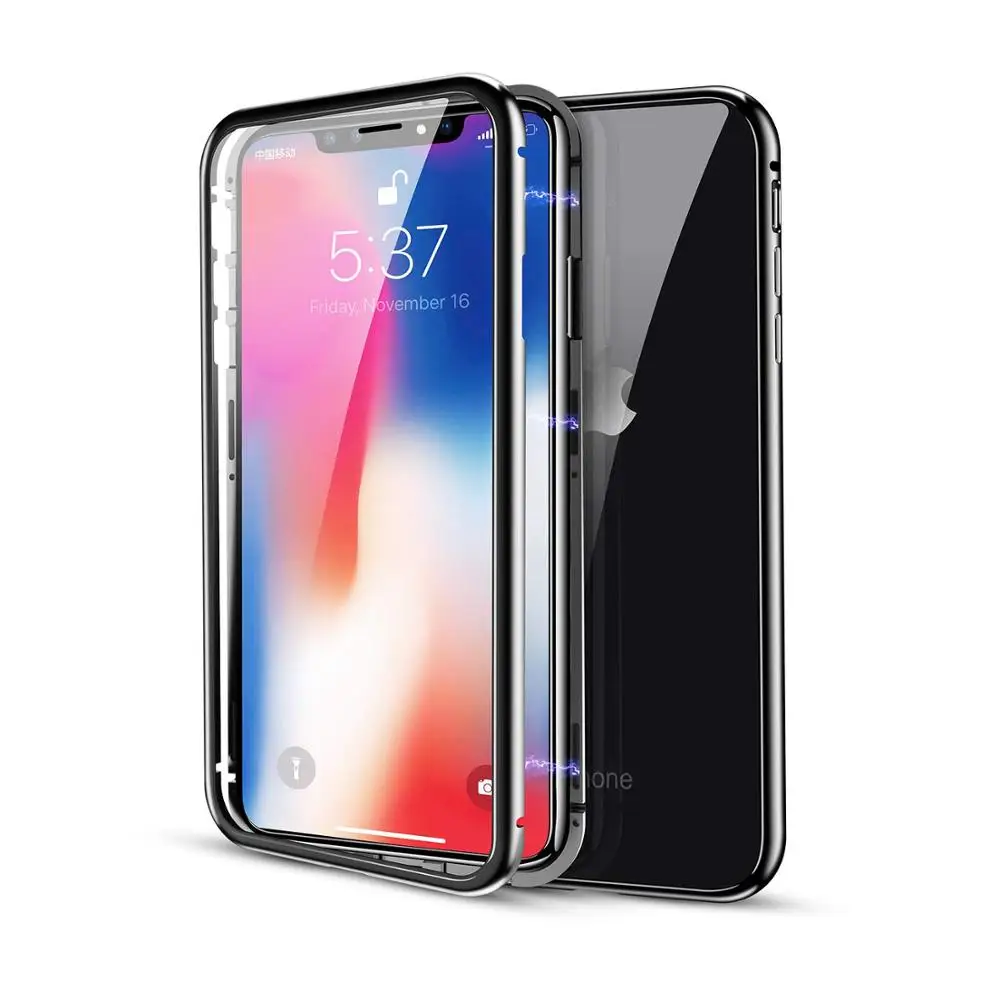 

Metal Magnetic Case For iPhone XR XS MAX X 8 Plus Tempered Glass Adsorption Cases Cover For iPhone 7 6 6S Plus Magnetic Case