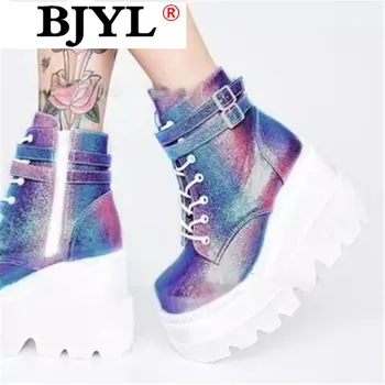 

Fashion Brand Fashion High Platform Boots Women High Wedges Ankle Boots Woman 2020 Winter High Heels Thicken Boots Botas Mujer