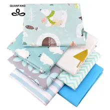 QUANFANG 7 шт./лот или 50x160 см/шт., саржевая хлопковая ткань с принтом для лоскутов, поделок, квилтинга, шитья ткани для детей
