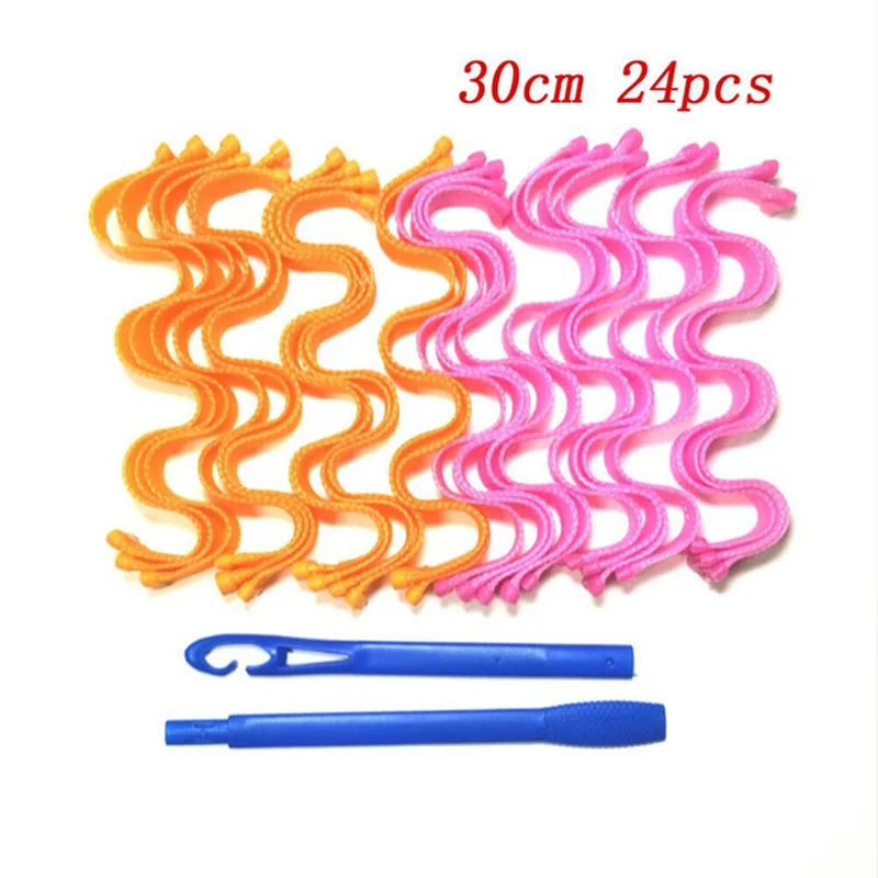 30cm 24pcs Новая мода волшебные длинные волосы головные уборы бигуди Curl Leverage спиральные Колечки волнистые формы DIY головные уборы - Окраска металла: 30cm 24pcs