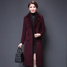Women Coat Winter Long Overcoat Woolen Coat Loose Double-breasted Plus Size 5XL Thick Female Outwear Manteau Femme Hiver Elegant