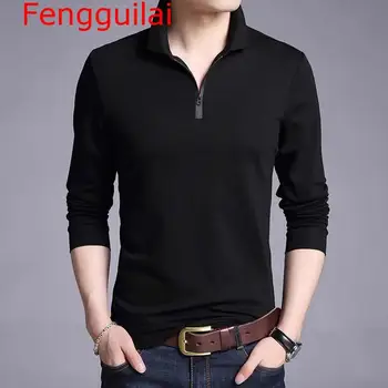 

Fengguilai 2020 Autumn Winter Fashion Mens Shirt Solid Color Male Casual Long Sleeve Top
