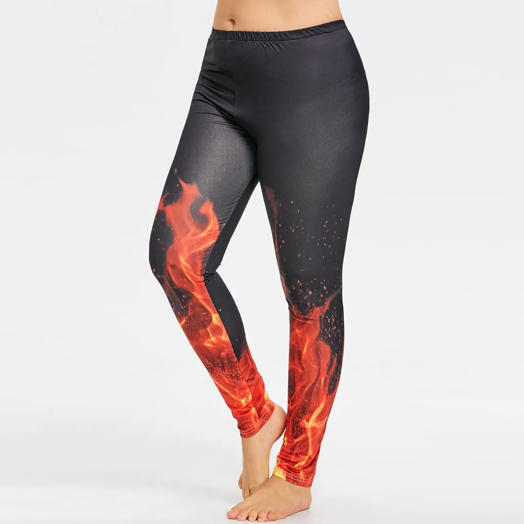 

Print leggings Women Fire Pattern Push Up Leggings Workout Fitness Pants Elastic Quick Dry Leggins Jeggings Legins Plus Size