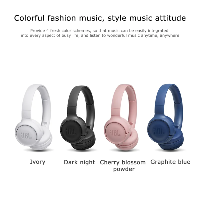 Original JBL T500BT Wireless Bluetooth Headphone Deep Bass Sound Sports Game Headset with Mic Noise Canceling Foldable Earphones