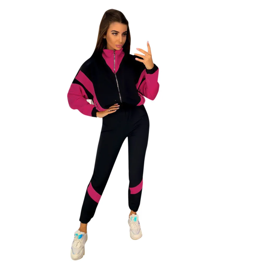 Женский Повседневный свитшот из двух частей, Модный женский спортивный костюм для бега