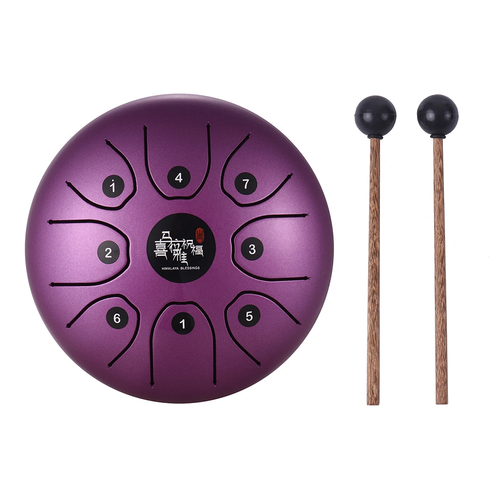 

8 Inch Compact Size 8-Tone Steel Tongue Drum C Key Percussion Instrument Hand Pan Drum with Drum Mallets Carry Bag