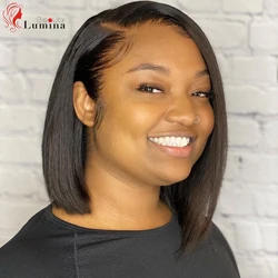 Side Part Short Bob Wig Straight Short Bob L Part Human Hair Wigs Natural Color Brazilian Remy Hair Bob Wig for Women 8-12inches