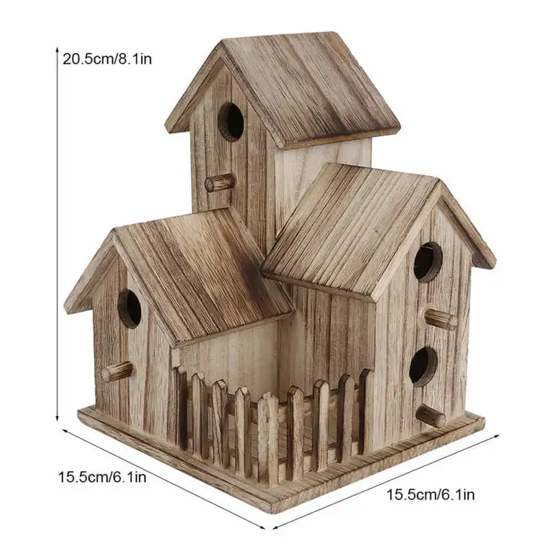 Wooden Bird Feeding Birdhouse Outdoor Garden Bird Nesting Box Pet Supplies Decoration Outdoor Carry Tool bird house bird feeder