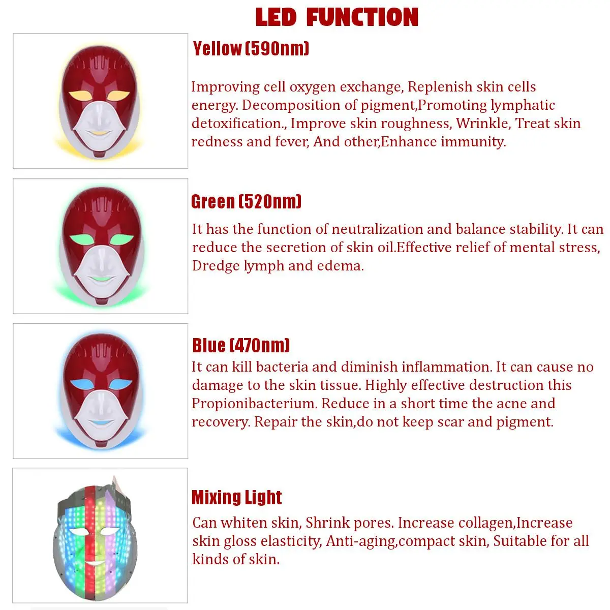  Rechargeable 8 Colors Led Facial Mask For Skin Care Facial Neck Care Integration Egypt Style LED Fa - 4000576383024