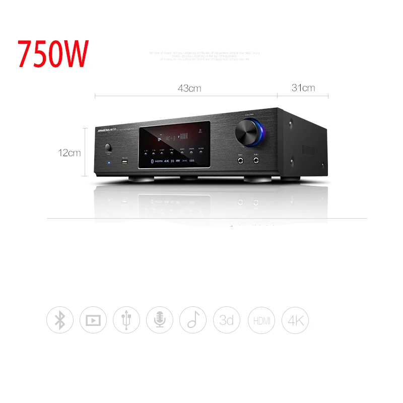 Kaolanhon 220V 450W 750W H-8002 4.0 Bluetooth Amplifier HDMI Loss Home Theater 5.1 Channel Digital Amplifier Home Karaoke