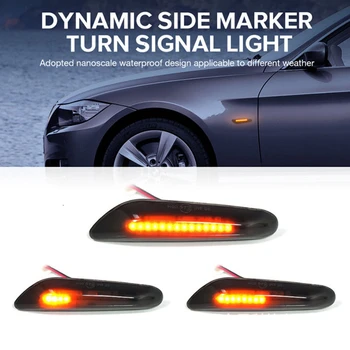 

2x Smoke Led Side Marker Lights Streaming Water Indicator Turn Signal Light Lamp For BMW E90 E91 E93 E60 E87 E82 E46 No Error