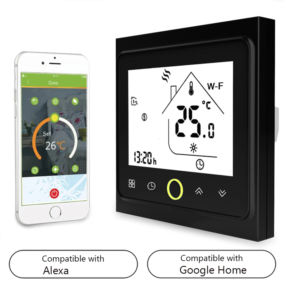 WiFi Smart Thermostat Temperature Controller APP Control for Home Floor Heating Water Compatible with Alexa / Google /Electric