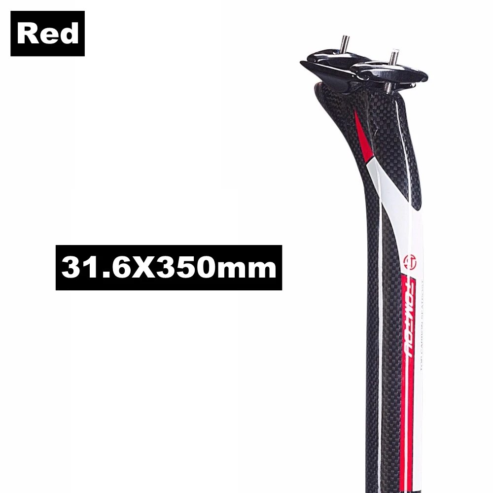 Red 31.6X350mm TOMTOU назад на-25 градусов, для велоспорта, полные 3K из углеродного волокна, велосипедный Подседельный штырь 27,2/30,8/31,6*350/400 мм для дорожного/горный велосипед Запчасти - Цвет: Red 31.6X350mm