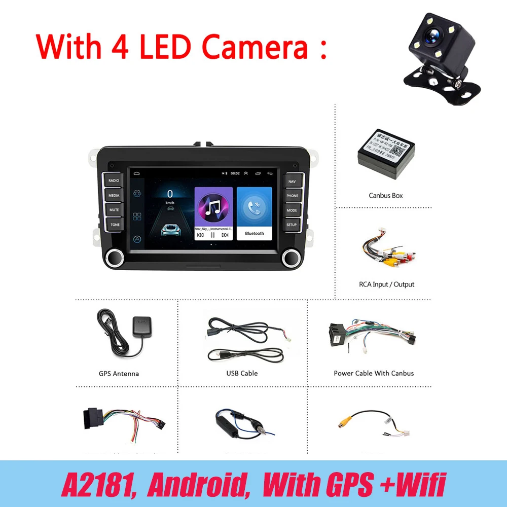 A2181 4Led Camera LeeKooLuu 2 Din автомагнитола для Volkswagen Skoda VW Passat B6 Polo Golf Touran Sharan Jetta Caddy T5 Tiguan Bora Автомобильный мультимедийный - Цвет: A2181 4Led Camera