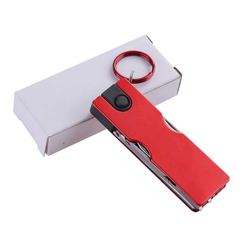 Multifunction Mini Fashion Keychain Stainless Steel Nail Clipper LED Light Ear Cleaner Pocket Ring 