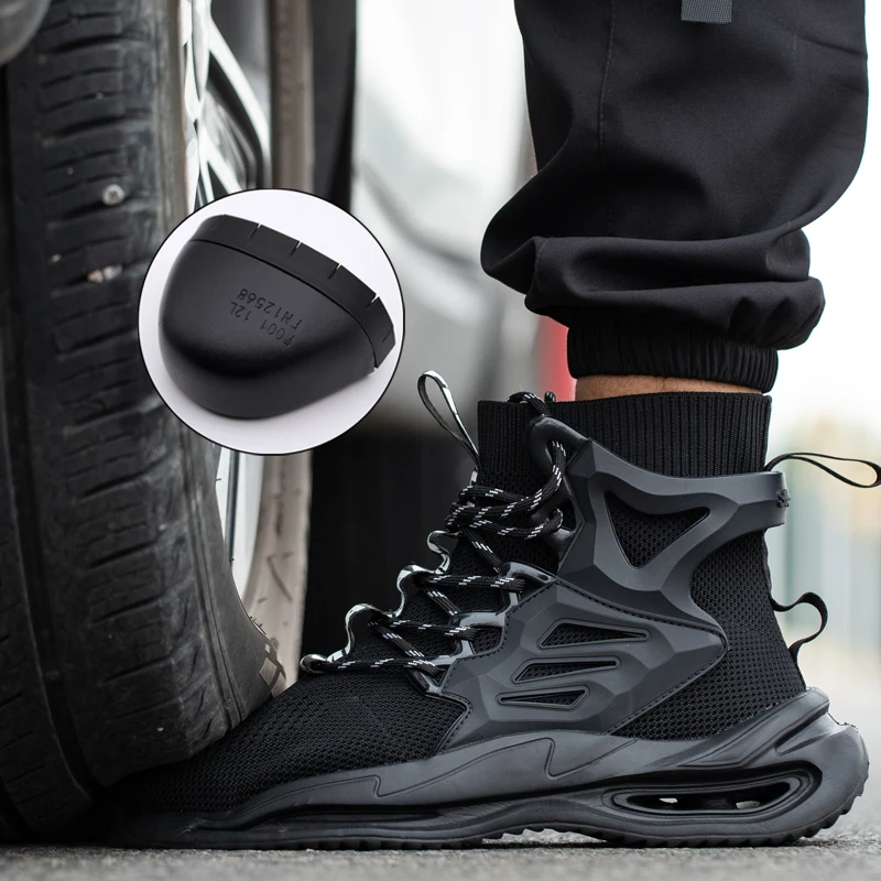 Safety shoes Large Size 50 Men Work Safety Boots Steel Toe Shoes Safety Boots Anti-smash Anti-puncture Work Sneakers Indestructible Shoes