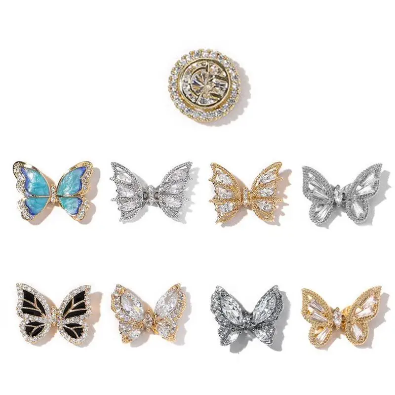 

3D Flying Butterfly Nail Art Decorations Zircon Alloy Butterfly Shake Wing Shining Crystal Nail Jewelry Manicure Accessories