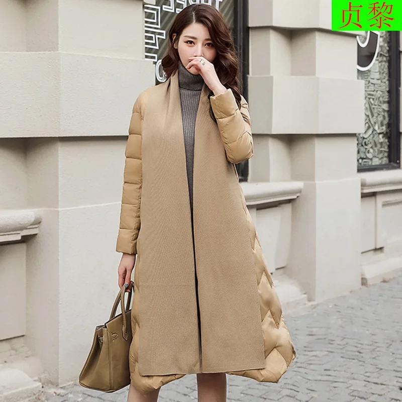 

2018 Winter New Style nv zhuang fang off Season Mid-length over-the-Knee down Jacket Cotton-padded Clothes Elegant Ladies' Slim