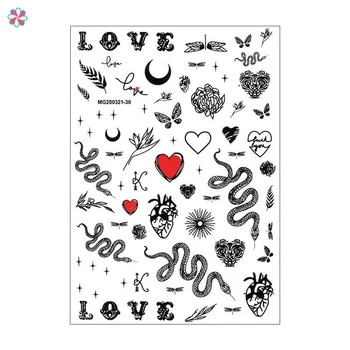 

1 Pcs Black and White Nail Sticker Water Transfer DIY Snake Mixed Nail Art Decoration Decals CY