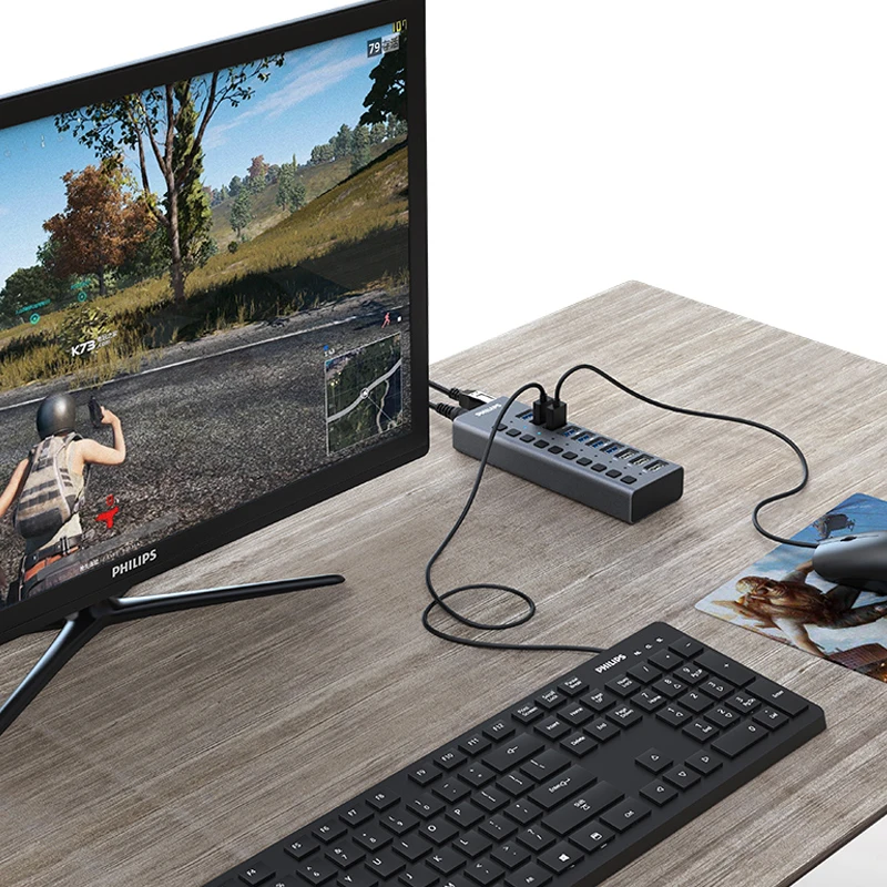 Usb-хаб Зарядное устройство 10 Порты USB 3,0/USB C Hub10 Порты мульти разъемом 12 V/4A быстро Зарядное устройство по стандартам ЕС/США Мощность адаптер для Macbook Pro PC