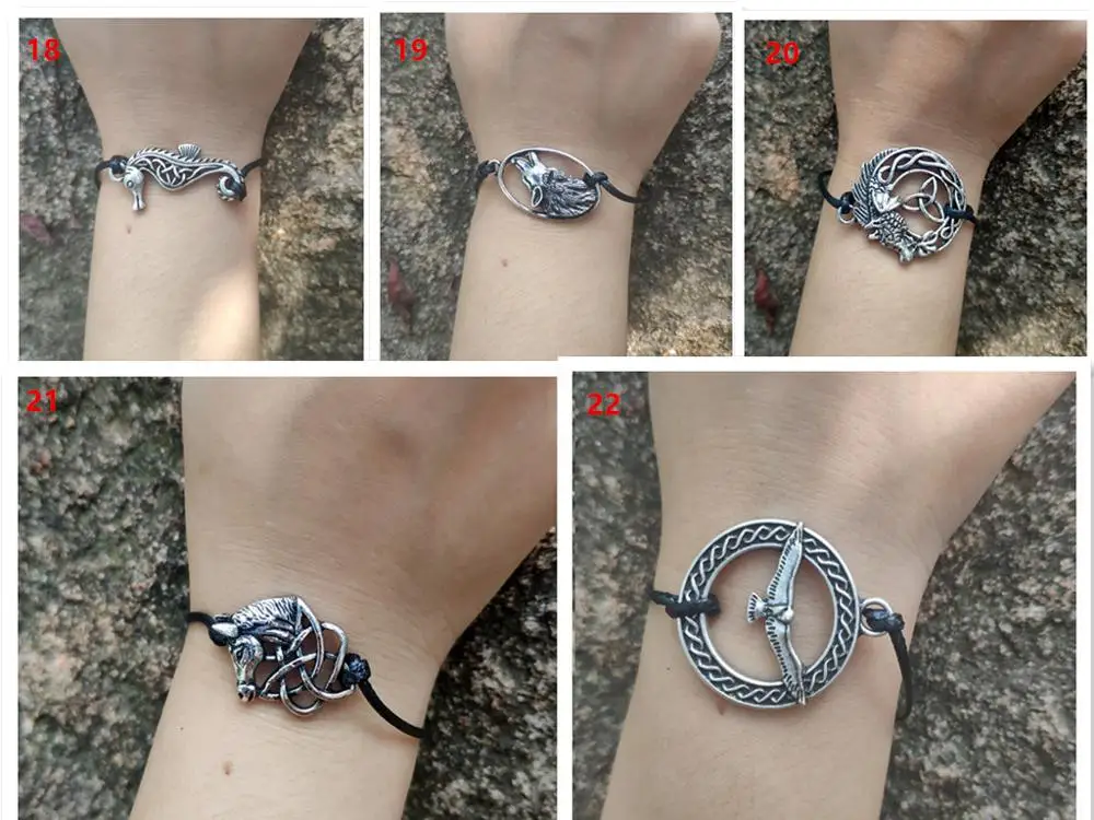 

1pcs Vintage Multiple Styles Viking Animal Leather Adjustable Bracelet Norse Celtics Pendant Bracelet For Women Gift
