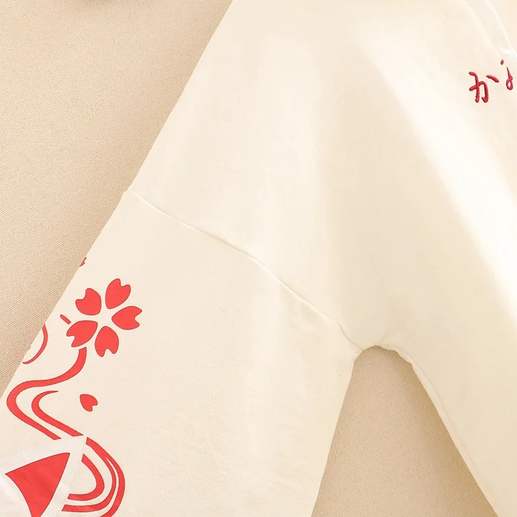 Neploe японский хараджуку свитшот с капюшоном мультфильм лиса печати свободный плюс бархат пуловер осень зима женские толстовки 55350