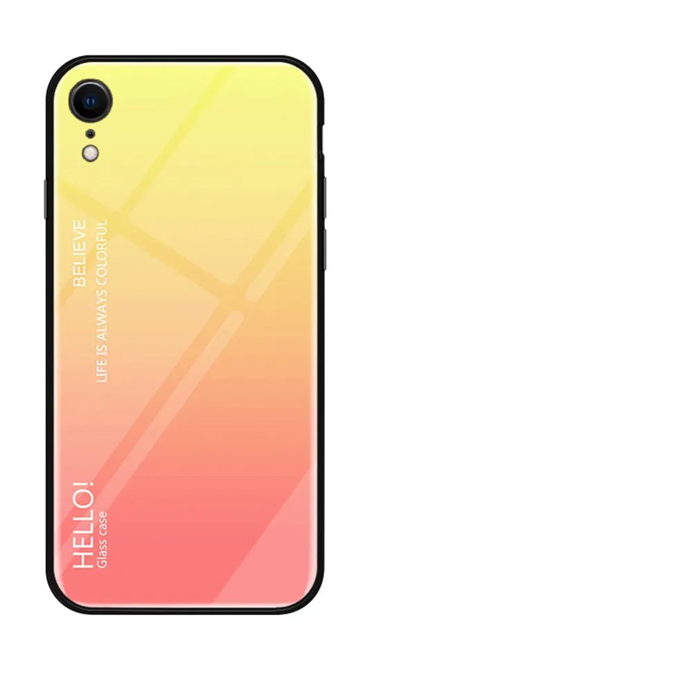 For iPhone Xr Градиентный чехол из закаленного стекла для iPhone 11 11 Pro 11 Pro Max X XS XR 7 8, чехол с логотипом, не царапающийся чехол для телефона iPhone 7 8 Plus - Цвет: For iPhone Xr