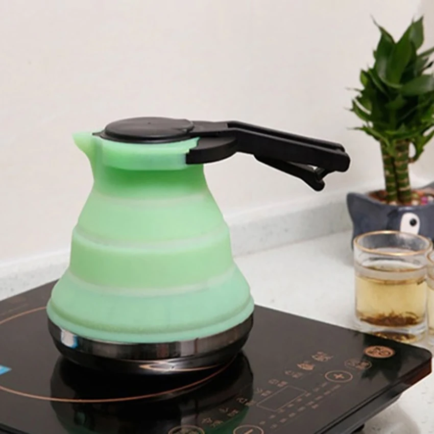 collapsible silicone outdoor camping kettle 1.5L (4 Gallons) made of fibreglass Outdoor Silicone Folding Kettle: Portable