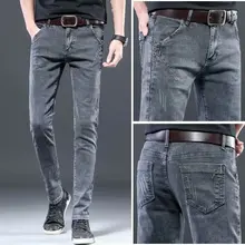 Pantalones vaqueros elásticos para hombre, jeans rectos ajustados de estilo coreano, de calle gótica, a la moda, informales