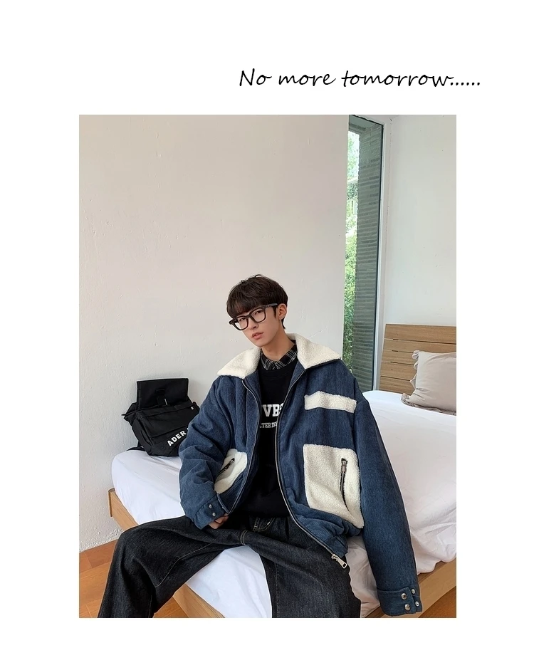 Men's jacket autumn and winter new lamb fur coat loose cotton casual jacket youth personality fashion trend men's clothing