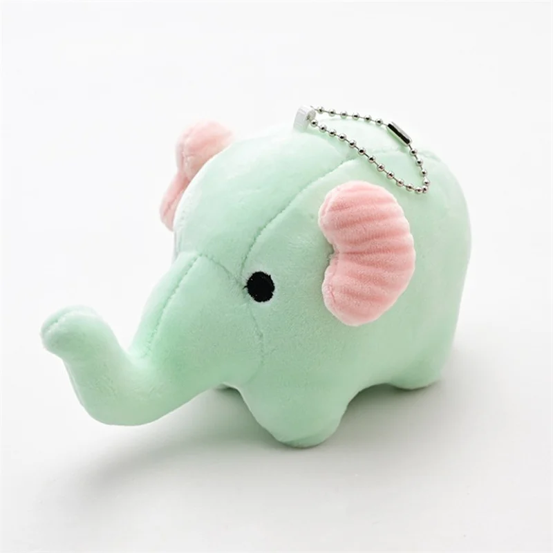 Anime 14cm Cute Cartoon Animal Plush Keychain Light Gray / Grey Light Green Yellow Pink Elephant Stuffed Doll Soft Toy Plush Key Ring Chain Gift Toy Plush Keychains