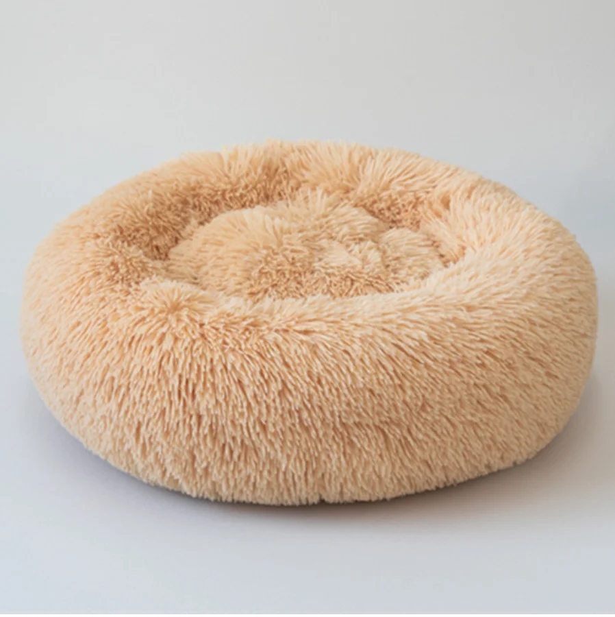 light yellow Прямая поставка, ортопедические кровати для собак из искусственного меха, Пончик, кошка, кровать для домашних животных, Прямая поставка, Cama Perro, для собак, самостоятельное согревание, домашняя круглая подушка, Cuddler - Цвет: light yellow