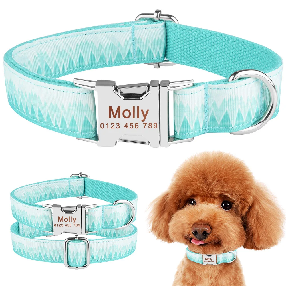 Nylon Fashion Boy Girl Unisex Dogs Collar Products Pet Collar Small Large Personalized Dog Collar Custom Engraved Name ID Tag