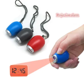 

Portable Digital Projection Alarm Clock Key Chains Mini Projector LED Clock Carry Time Flashlight Clock Hanging Rope Table Decor