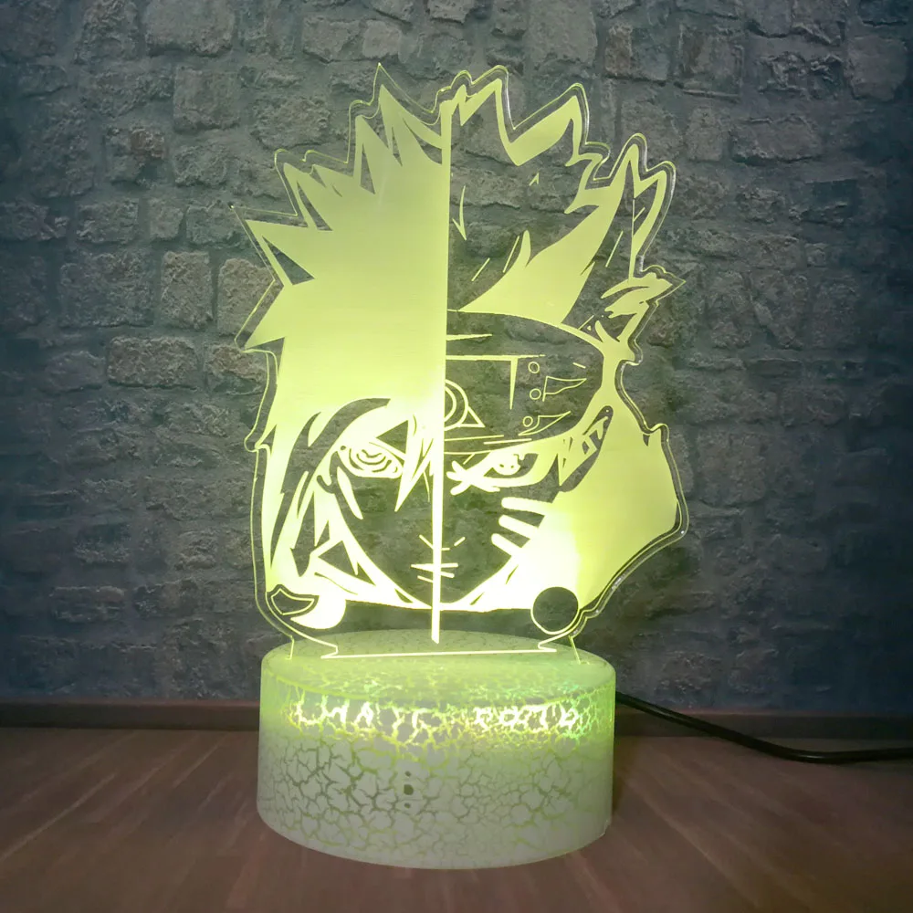 3D лампа Аниме Наруто Uzumaki СВЕТОДИОДНЫЙ Ночник светильник Sasuke фигурку 7 цветов USB