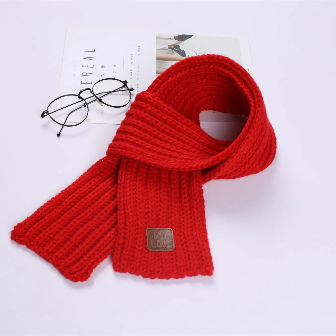 2 Children's scarf boys warm girls thickened small scarf knitting Korean version boys girls scarf autumn winter hair scarf - Цвет: 2