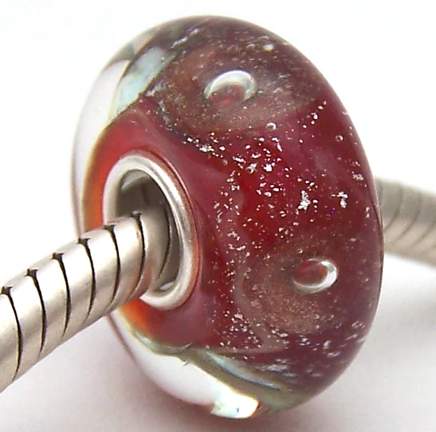 

PJG1286 100% S925 Sterling Silver Beads Murano Glass beads Fit European Charms Bracelet charms diy jewelry Lampwork GlassBeads