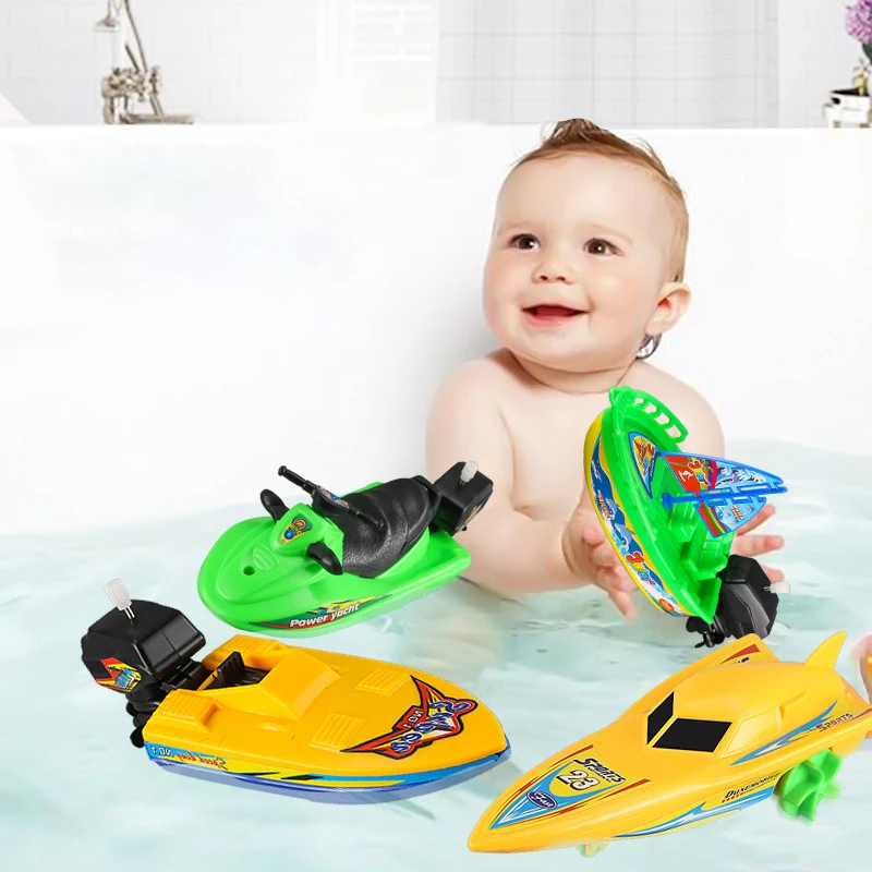 1Pc Kids Speed Boat Ship Wind Up Toy Bath Toys Shower Toys Float In Water Kids Classic Clockwork Toys for Children Boys Gift