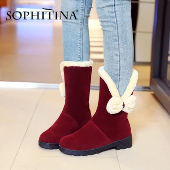 

SOPHITIN Winter New Boots Fashion Design Butterfly Comfortable Round Toe Very Warm Handmade Shoes Hot Sale Snow Boots PO379