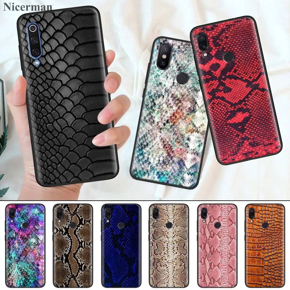 

Silicone Case Coque Cover for Redmi 7 7A 6 6A 5 4X K20 Plus Pro S2 Y3 GO Note 8 7 7S 6 5 4X 4 5+ Leather Snake Scales