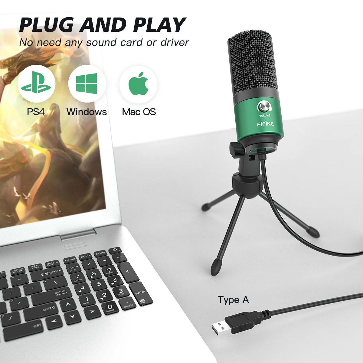 Fifine Metal USB Condenser Recording Microphone For Laptop  Windows Cardioid Studio Recording Vocals  Voice Over,YouTube-K669