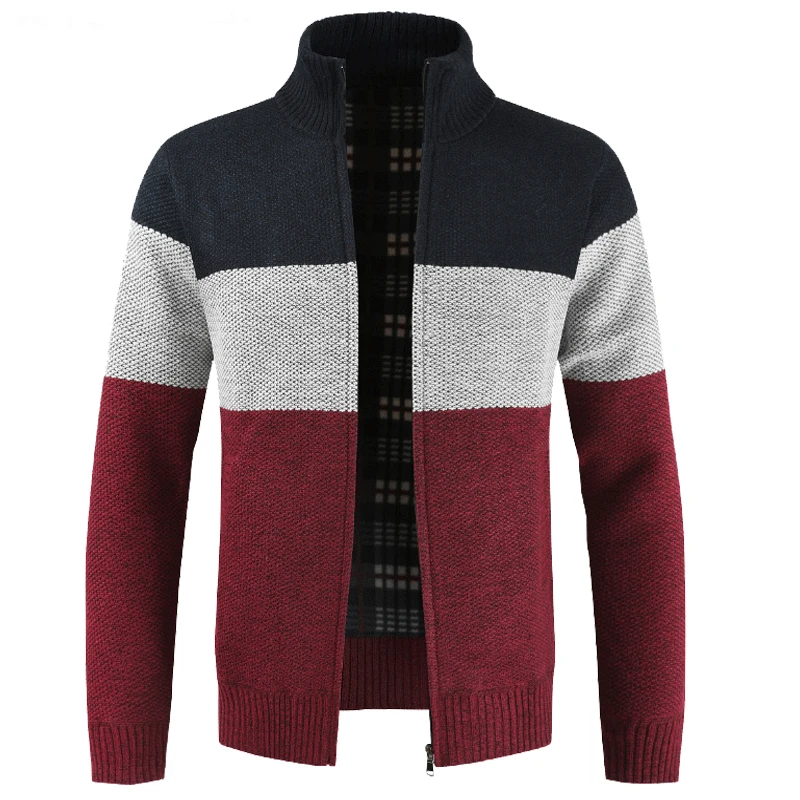 Новый 2019 Для мужчин зимние Повседневное шерстяной кардиган свитер-накидка Для мужчин Осень Модные Полосатые Карманы Трикотажные изделия