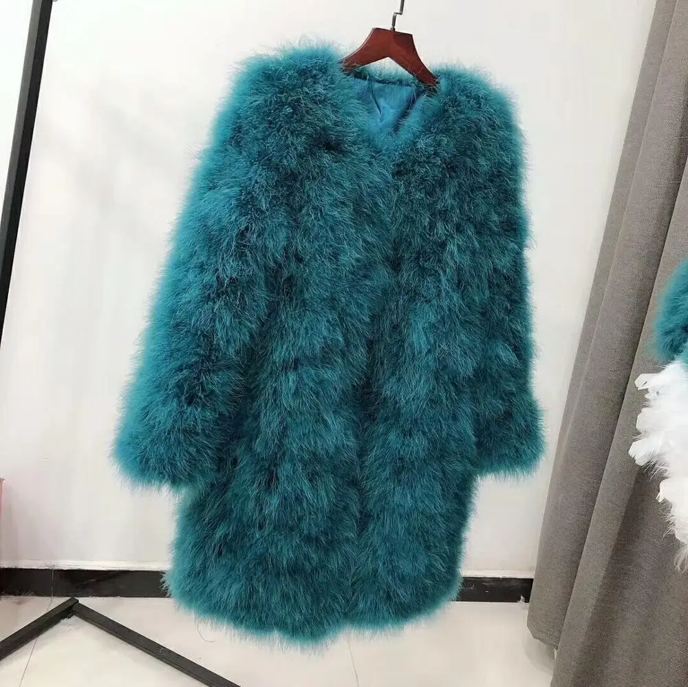 Женская Шуба из страуса длинная утолщенная с длинным рукавом размера плюс 90