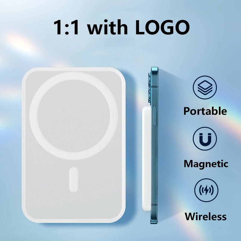 2021New 1:1 5000mAh For iphone 13 12 13Pro 12Pro Max Mini Powerbank Portable Magnetic Wireless Mobile Phone External Battery | Мобильные
