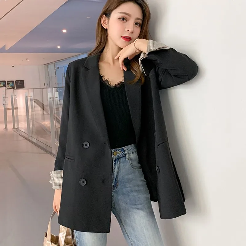 

2019 spring and autumn loose casual slim Korean version of the small suit double-breasted wild office work suit jacket