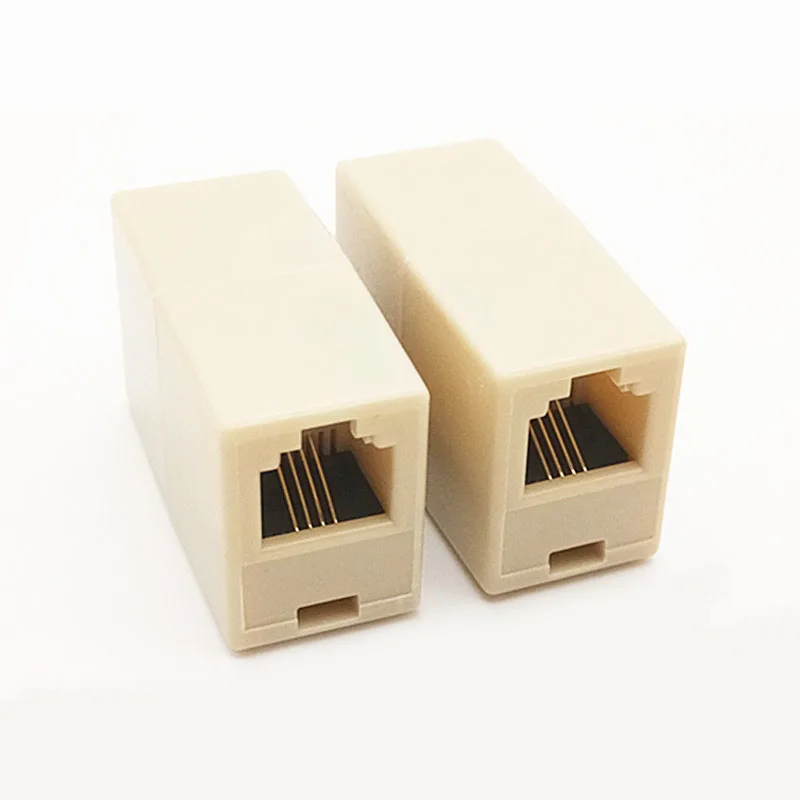 1Pcs RJ11 6P4C Double Ports Female Plug Telephone Connector Line Splitter Extender Plug Adapter